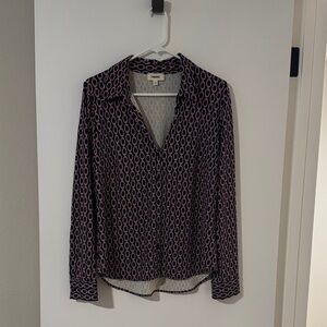 L'AGENCE Black and Pink Patterned Top